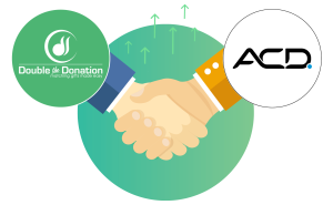 Partnership logo of Double the Donation and ACD Direct.