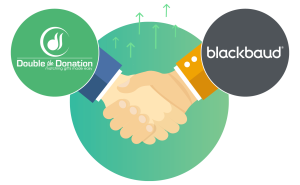 Partnership logo of Double the Donation and Blackbaud