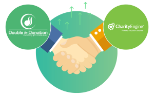 Partnership logo of Double the Donation and Charity Engine.