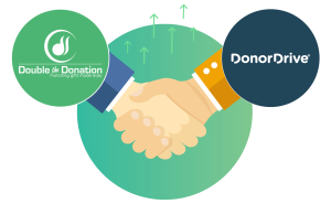 Partnership logo of Double the Donation and DonorDrive.