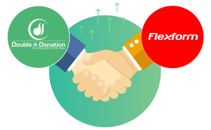 Partnership logo of Double the Donation and FlexFormz