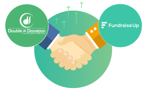 Logo of FundraiseUp and Double the Donation.